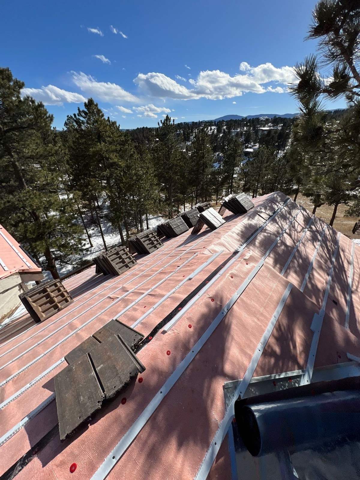 Concrete tile staged on battens in Evergreen, CO