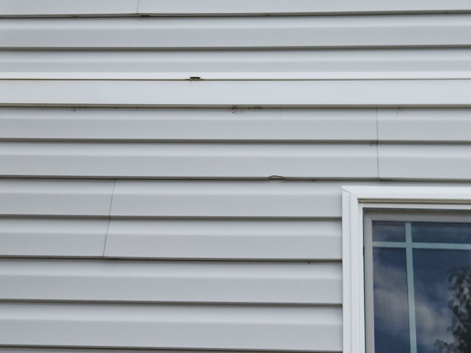Hail-damaged vinyl siding in Wiggins, CO