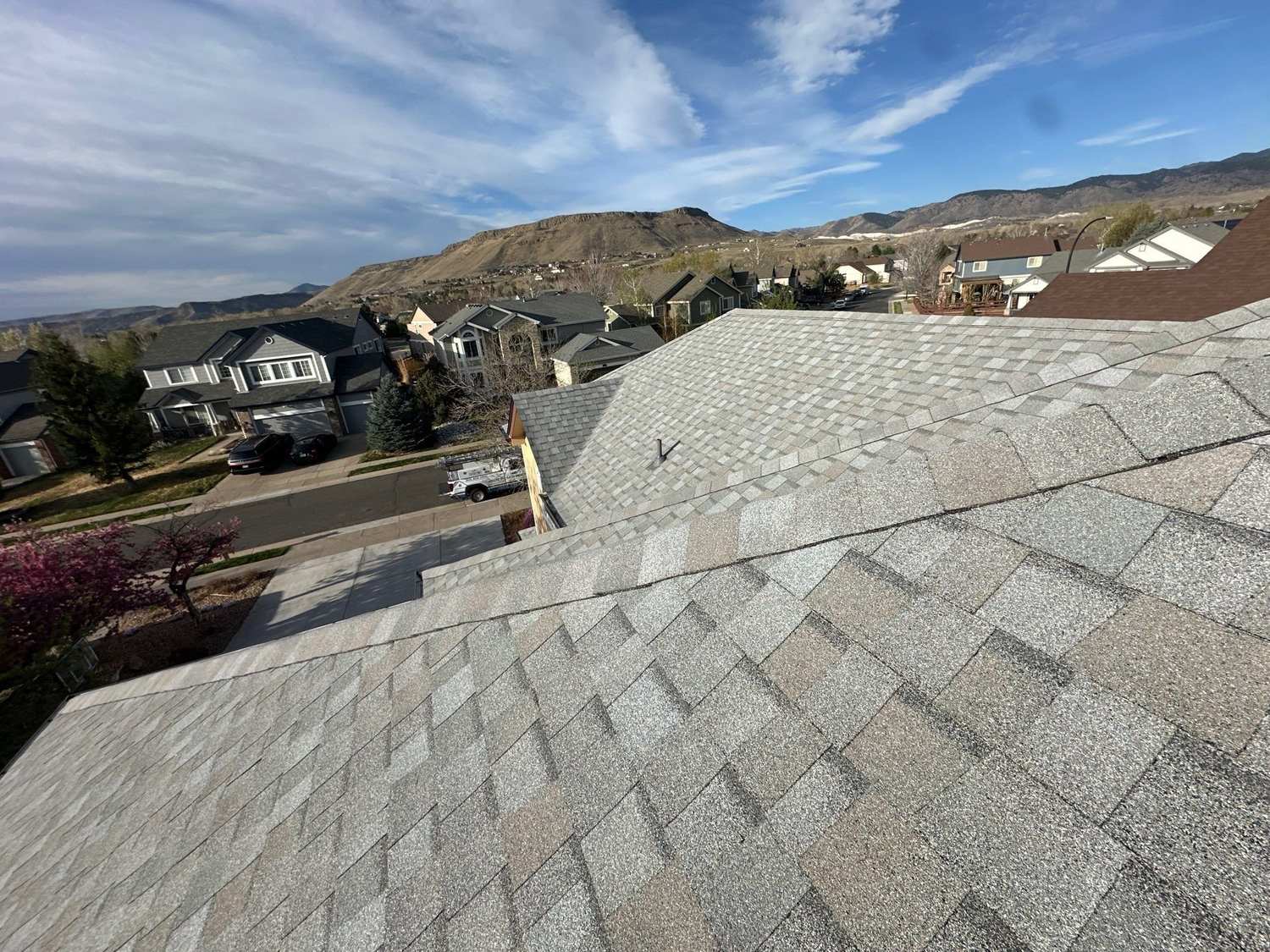 TAMKO StormFighter Flex shingle roof with the foothills in the background in Arvada, CO